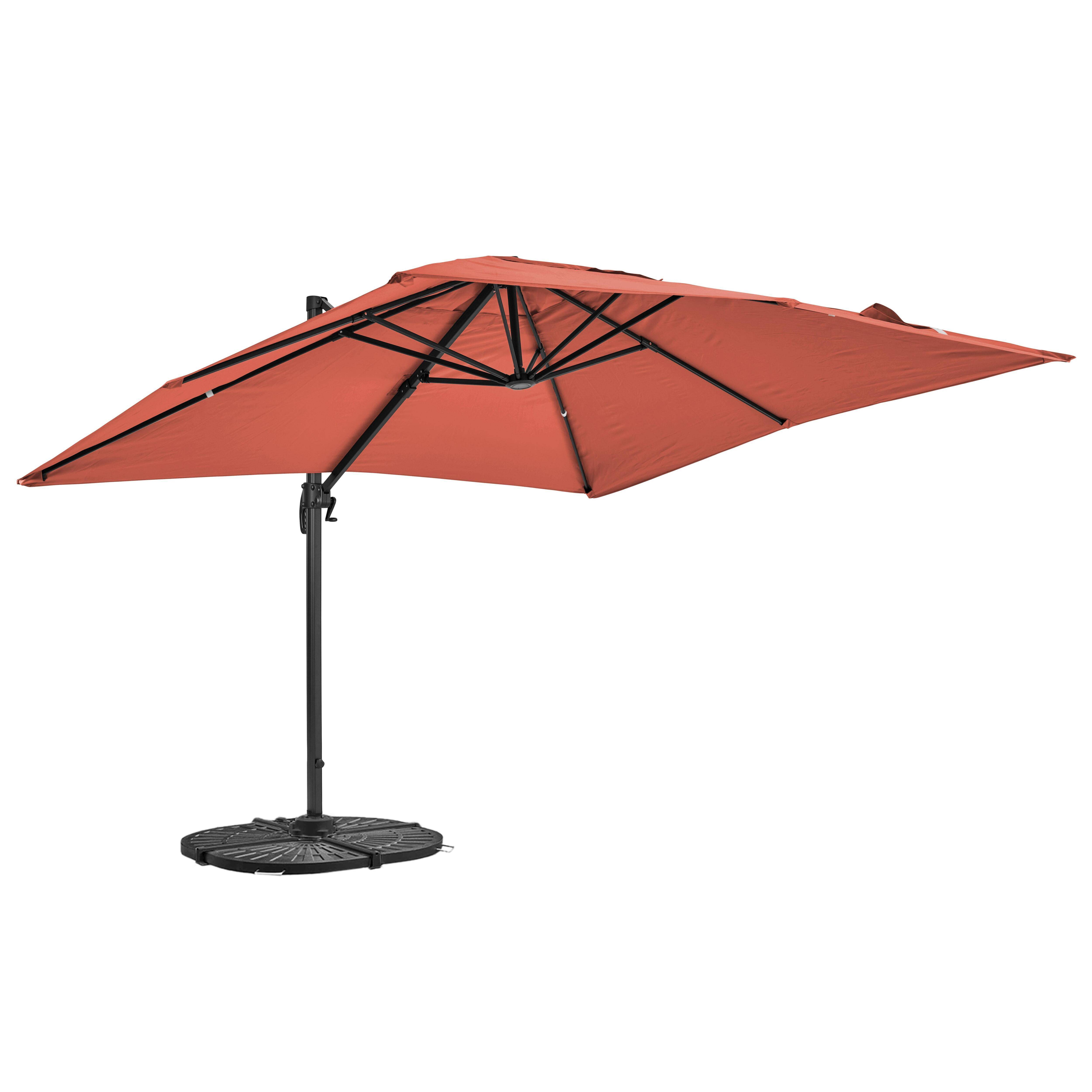 Oviala - Parasol déporté 3x3m rotatif et 4 dalles lestées terracotta Malaga - Oviala - Image 4