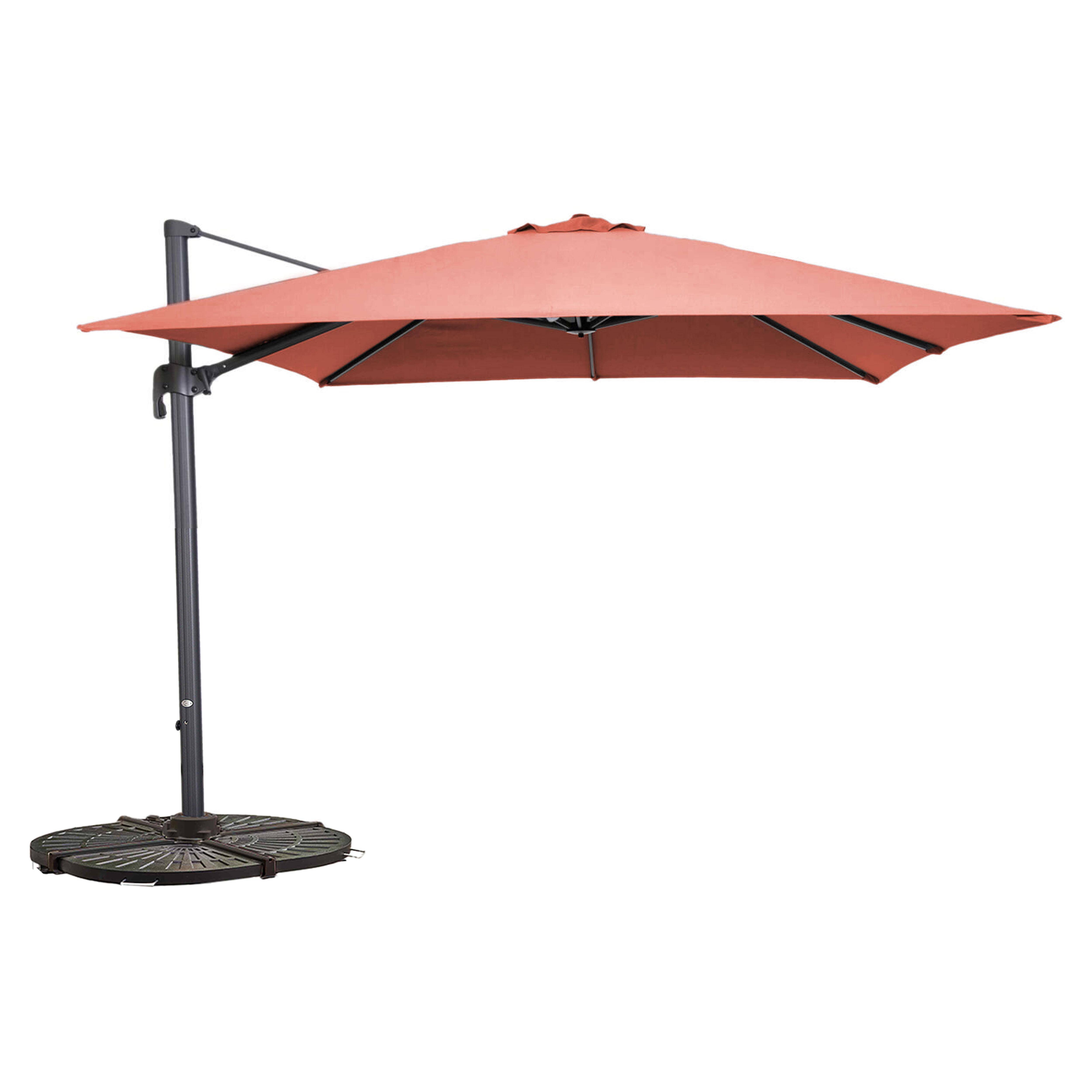 Oviala - Parasol déporté 3x3m rotatif et 4 dalles lestées terracotta Malaga - Oviala - Image 1