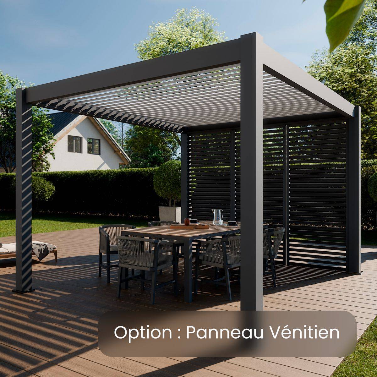 Direct Abris - Pergola Bioclimatique Aluminium Autoportee 12m² - 3x4m - Gris - Lames Orientables de 0 à 120 degrés - ECLIPSE - Image 10