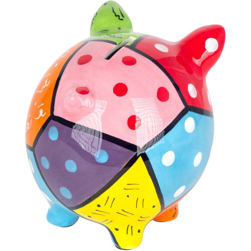 Origen - Tirelire en dolomite peinture multicolore Cochon - Image 3