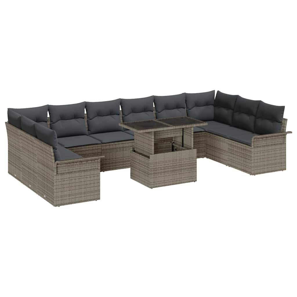 Vidaxl - Ensemble de canapé de jardin 11 pcs Gris Poly rotin vidaXL 3348355 - Image 2