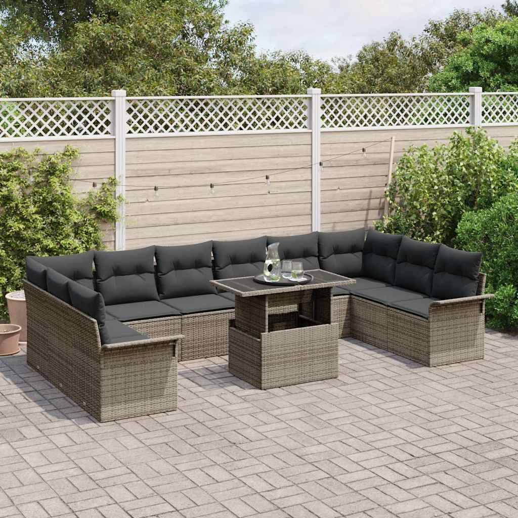 Vidaxl - Ensemble de canapé de jardin 11 pcs Gris Poly rotin vidaXL 3348355 - Image 4