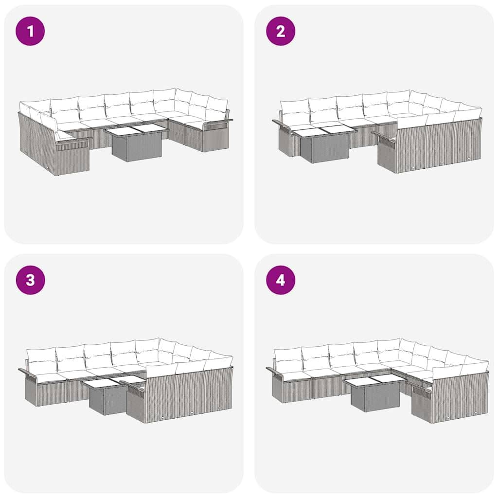 Vidaxl - Ensemble de canapé de jardin 11 pcs Gris Poly rotin vidaXL 3348355 - Image 9