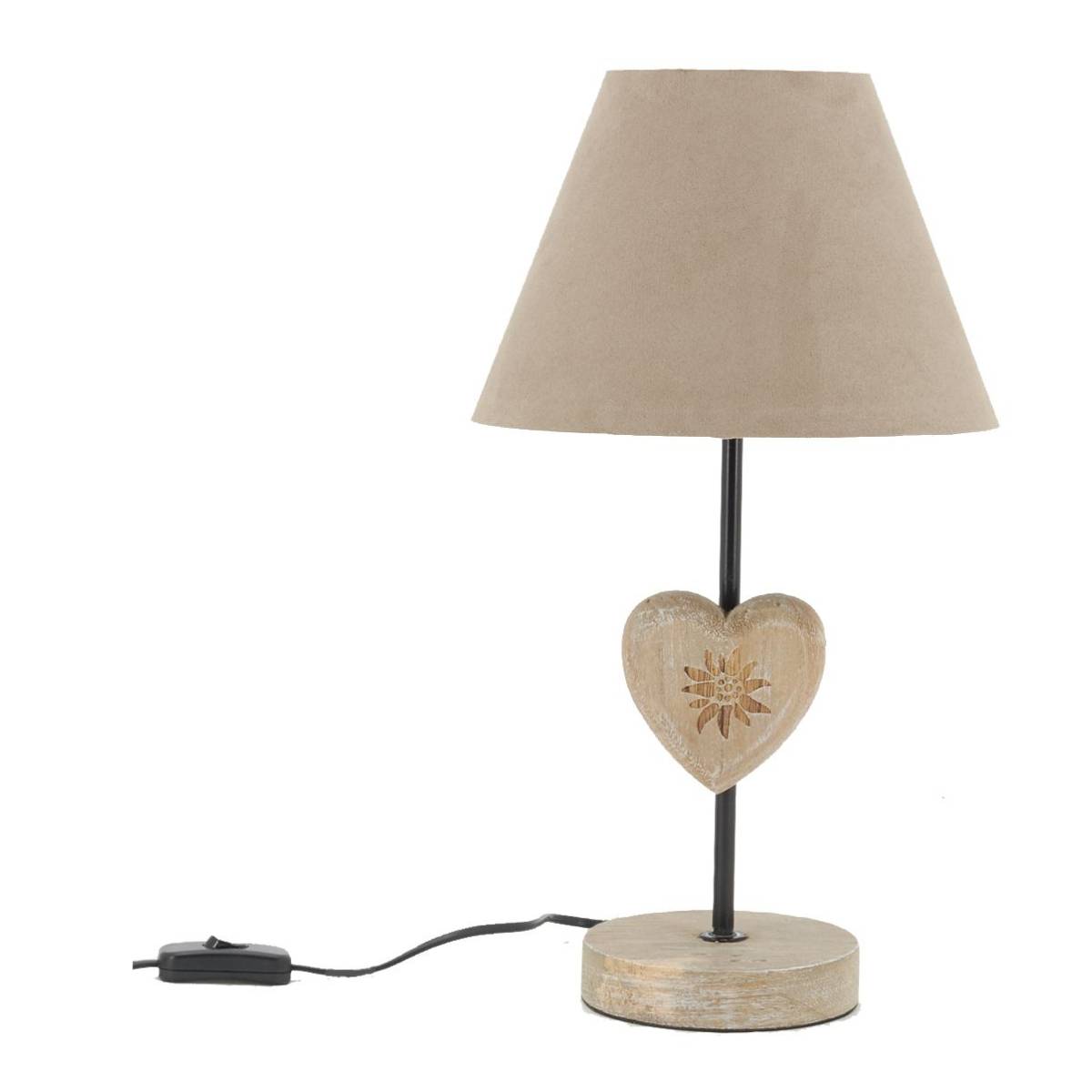 Aubry Gaspard - Lampe à poser en métal et bois Coeur - Image 1