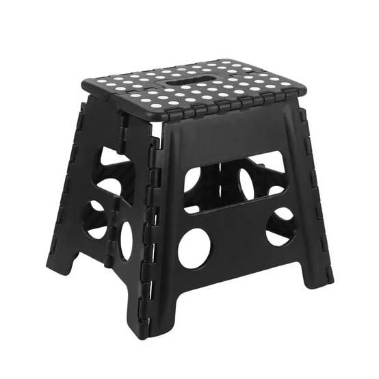Marche-pieds pliable ultra solide noir - Hauteur 33 cm - Charge 150 kg - Image 1