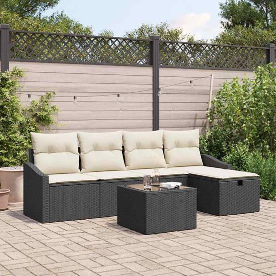 ComfortXL - Salon de jardin d'angle 6 places modulable en polyrotin avec rangement Noir – ComfortXL Outdoor Living - Image 1