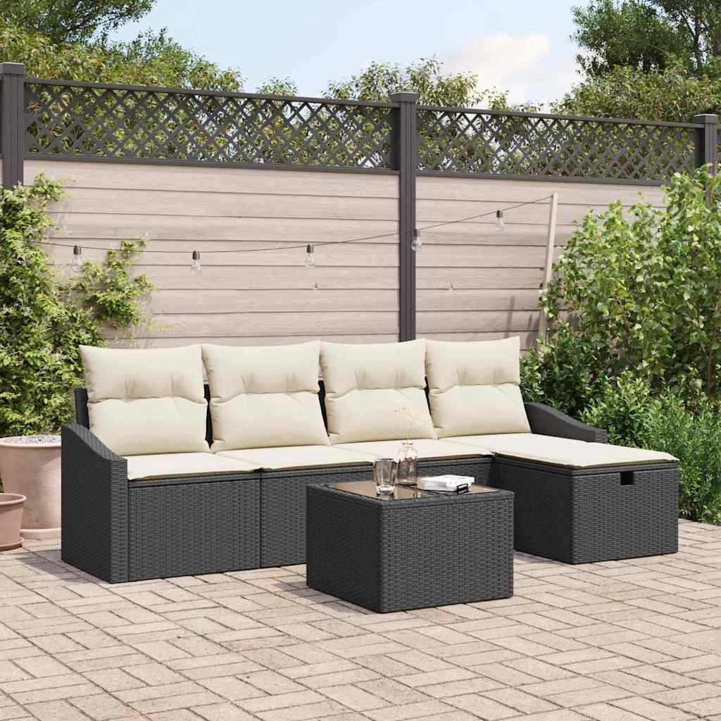 ComfortXL - Salon de jardin d'angle 6 places modulable en polyrotin avec rangement Noir – ComfortXL Outdoor Living - Image 1