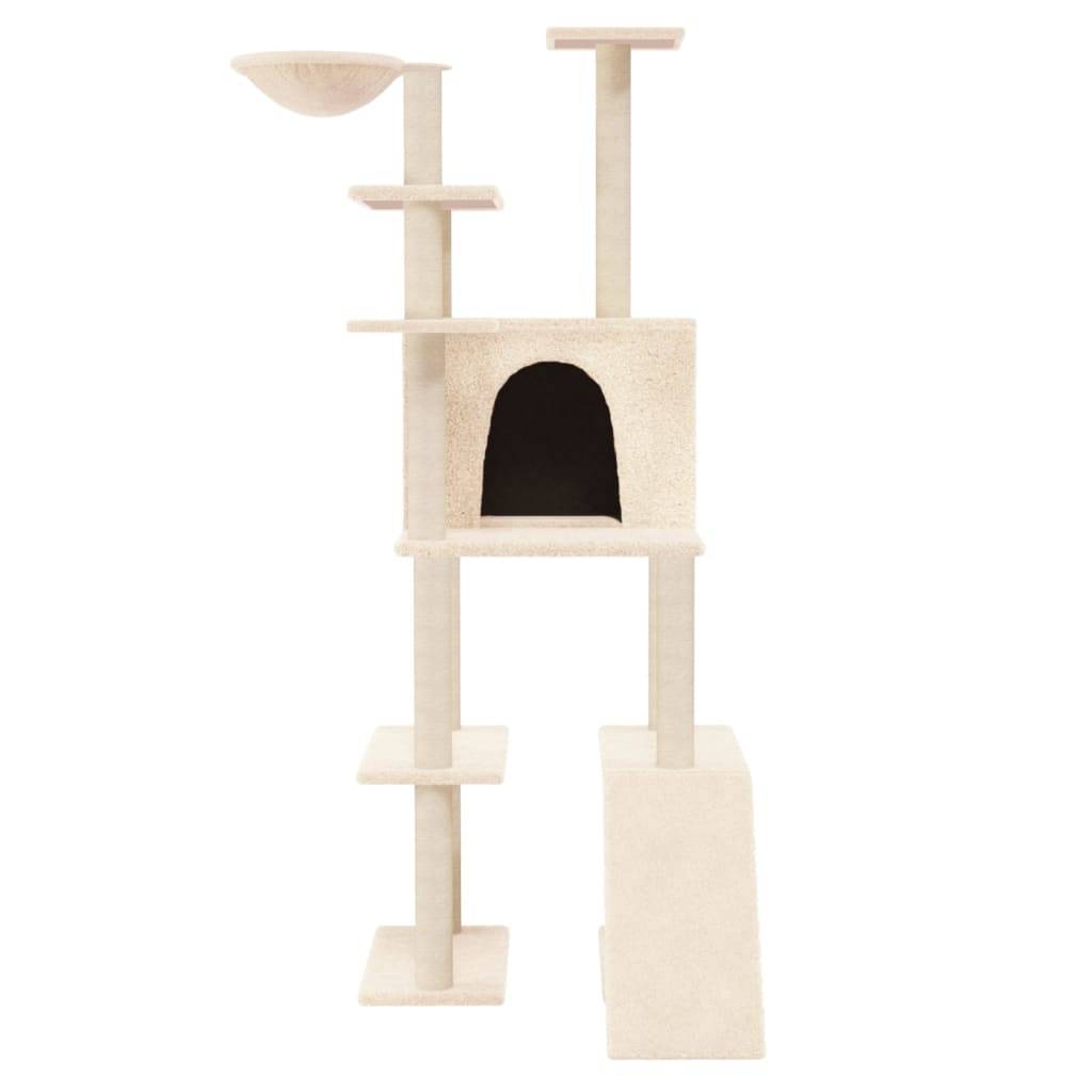 Arbre à Chat Hamac Sisal Échelle Crème 166cm pour Chat Grimpeur Durable - ComfortXL Outdoor Living - Image 3