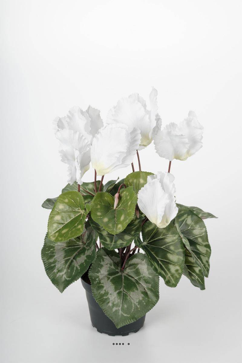 Artificielles - Cyclamen artificiel en pot 7 têtes H 33 cm Blanc neige - couleur: Blanc neige - Image 2