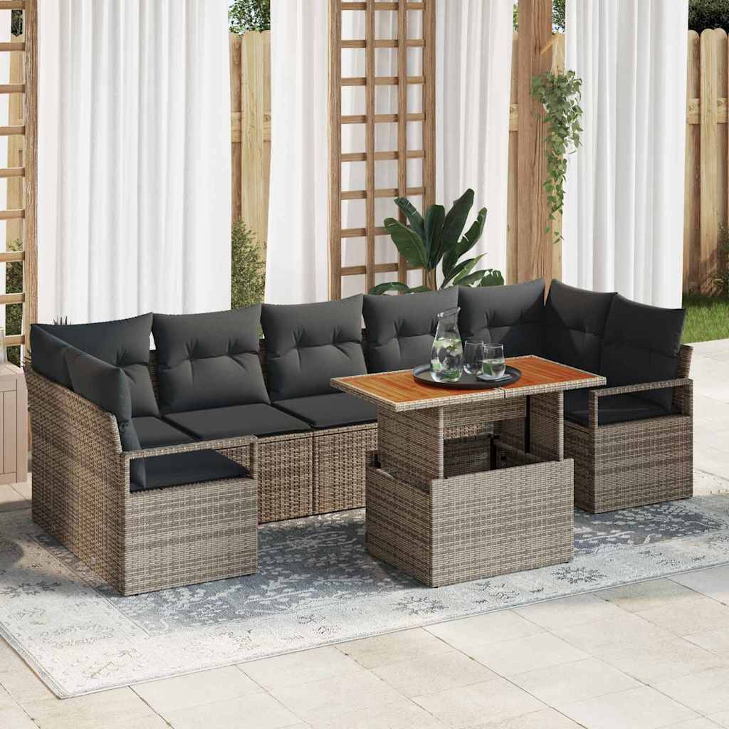Ensemble Canapé d'Extérieur 8 pcs Résine Tressée avec Stockage pour Patio Gris – ComfortXL Outdoor Living - Image 1