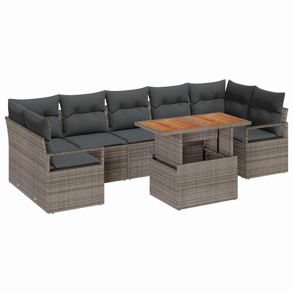 Ensemble Canapé d'Extérieur 8 pcs Résine Tressée avec Stockage pour Patio Gris – ComfortXL Outdoor Living - Image 2