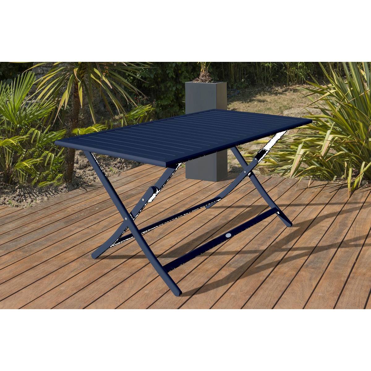 Paris Prix - Table de Jardin Pliante & 4 Chaises "Marius" 140cm Bleu Marine - Image 3