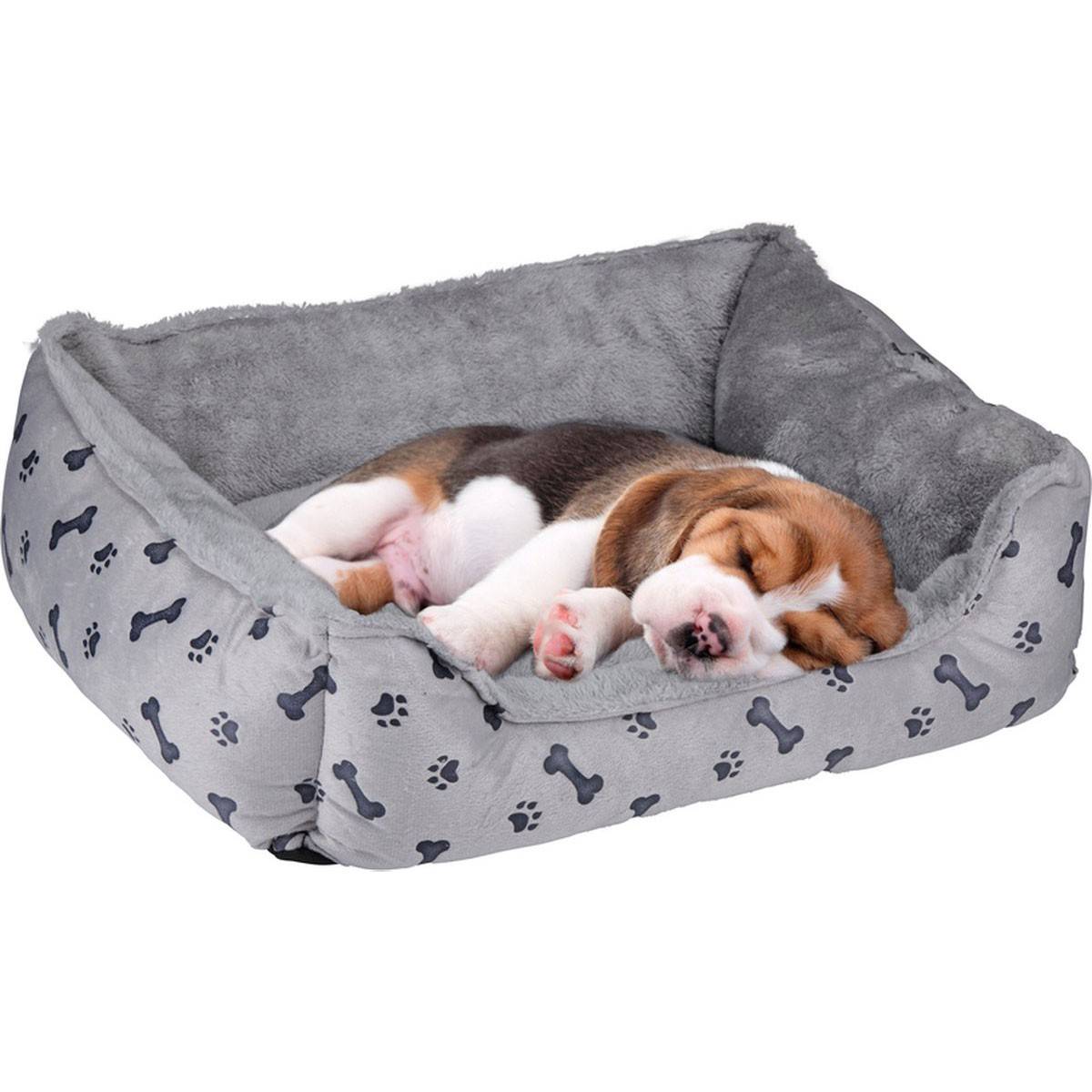 Panier pour Chien Coussin confortable pour animal de compagnie Chien et chiot 5 à 15kg Gris avec Motif KZ GARDEN - Image 1