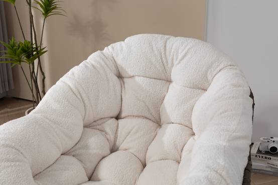 Fauteuil à Bascule en Résine Tressée pour Jardin ou Salon avec Coussin Moelleux Blanc XXL - ComfortXL Outdoor Living - Image 1