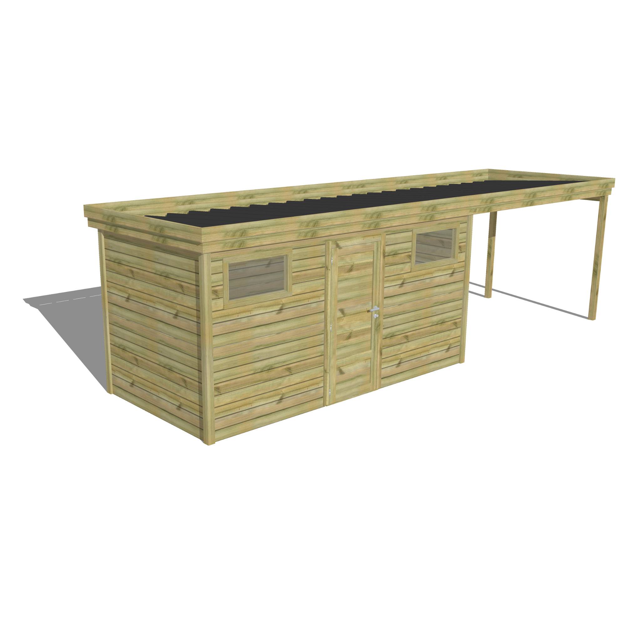 Abri Français - ABRI DE JARDIN bois  autoclave 27mm - 7,84x2,14m / 17m2 - Bac acier - Abri Français
