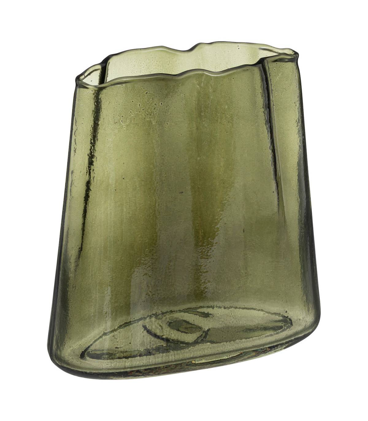 Vase aux contours irréguliers en Verre teinté Vert H 20 cm