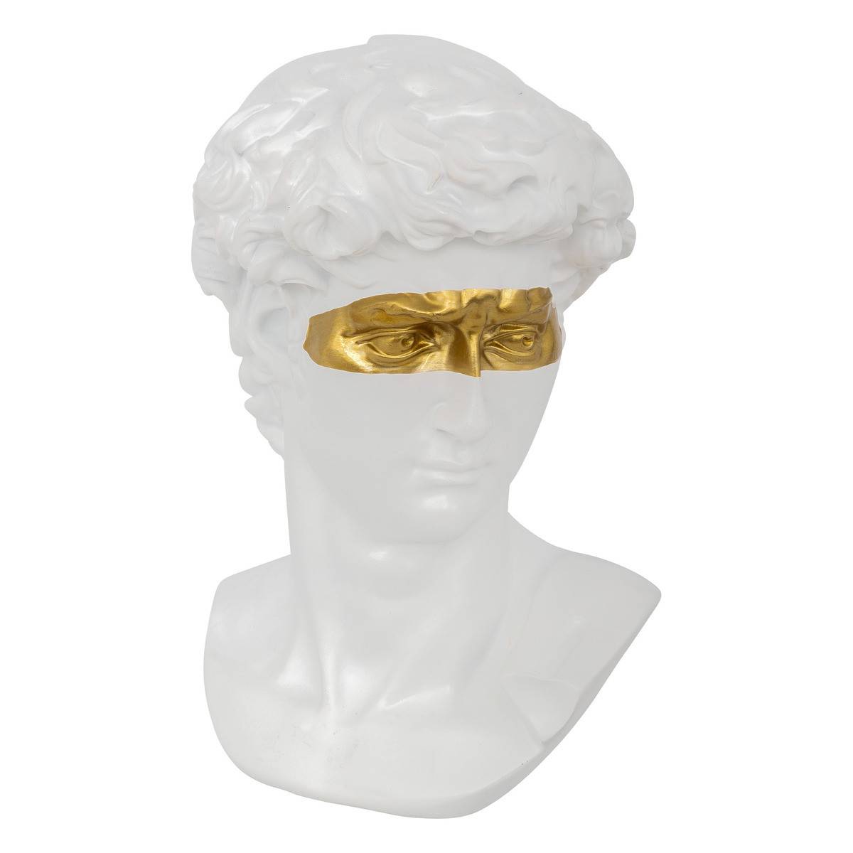 Atmosphera - Objet décoratif Statue Tête de David en résine blanche avec masque doré H 24 cm - Image 1