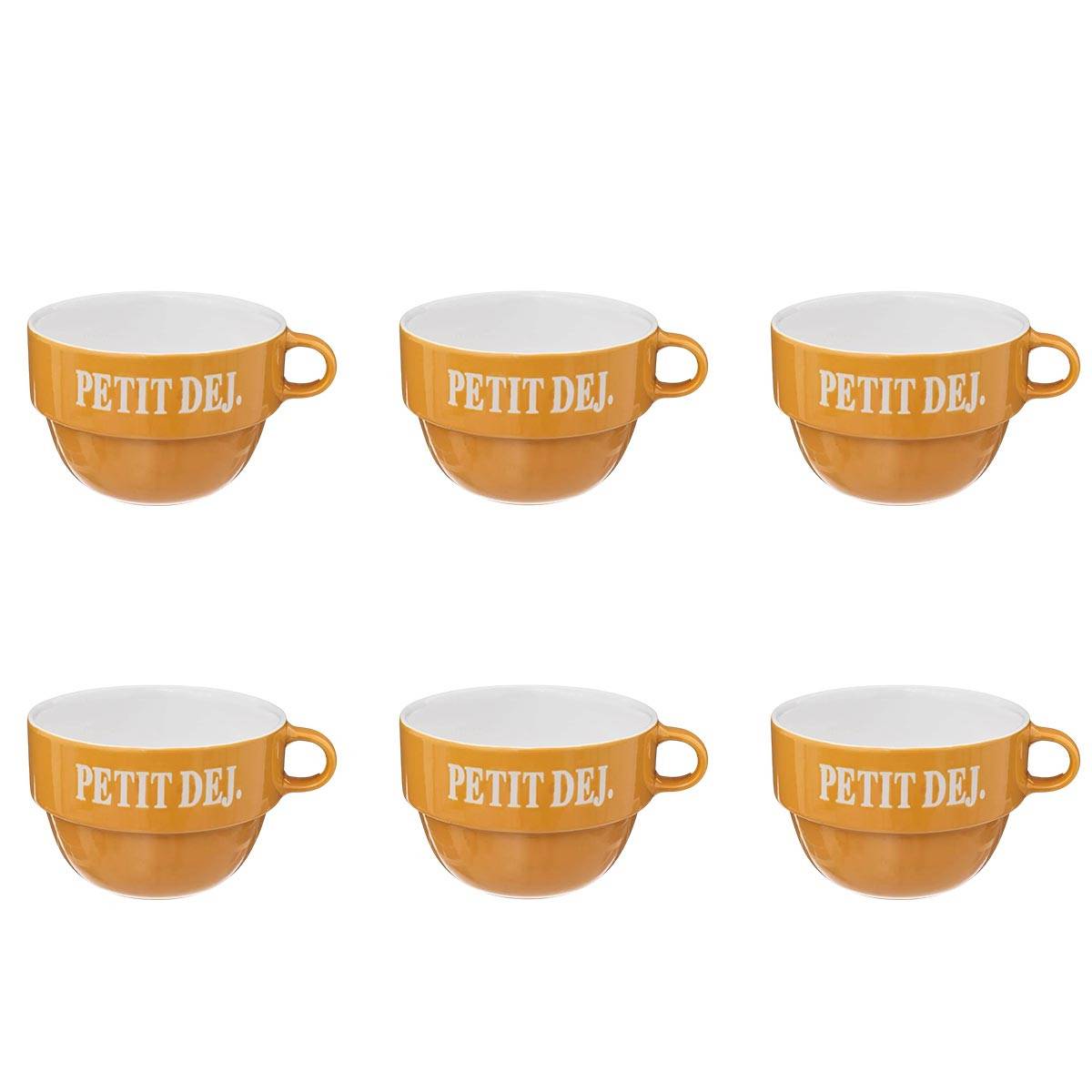 Lot de 6 Tasses en Faïence "Colorama" 62cl Jaune - Image 1