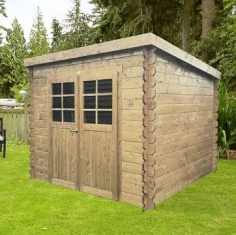 Abri de jardin HOF en bois 5,12m², Plancher Non, Abri bûches Oui, Armoire adossée 2 portes - Image 1