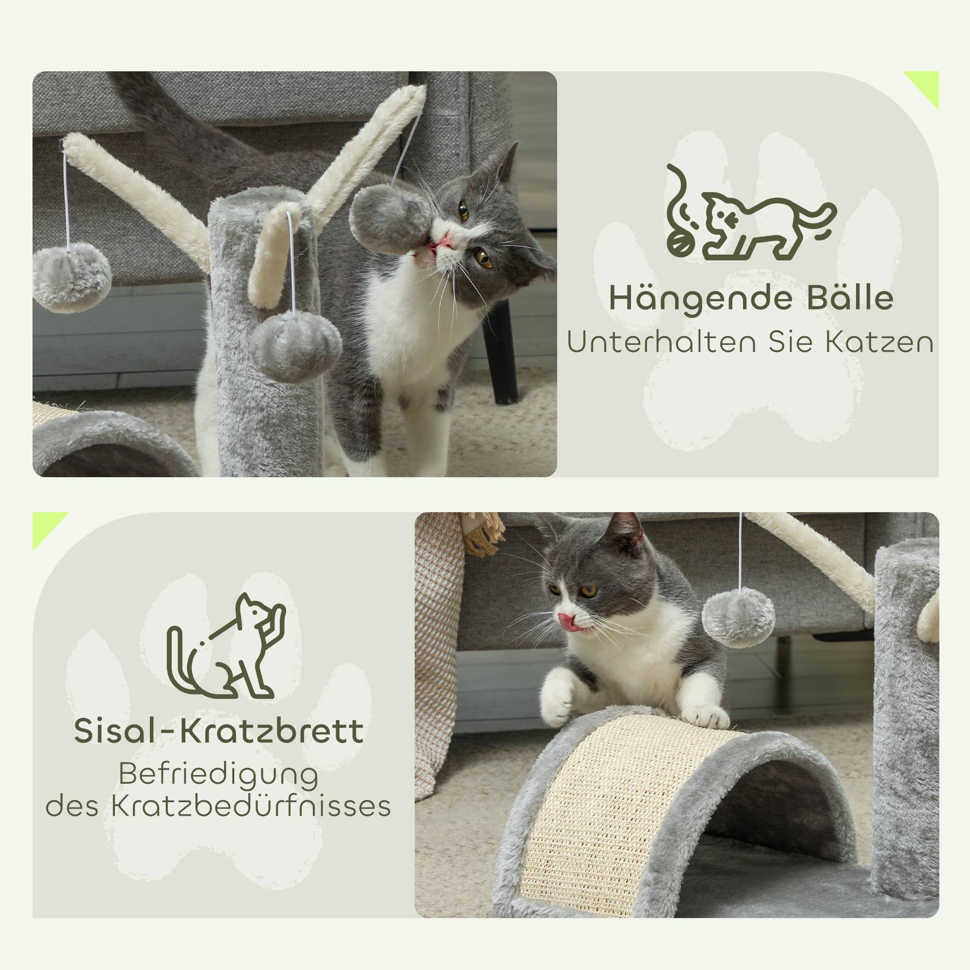 ComfortXL - Petit arbre à chat bois et peluche pour tous chats pont à griffer et jeu gris 40cm - ComfortXL Outdoor Living - Image 7