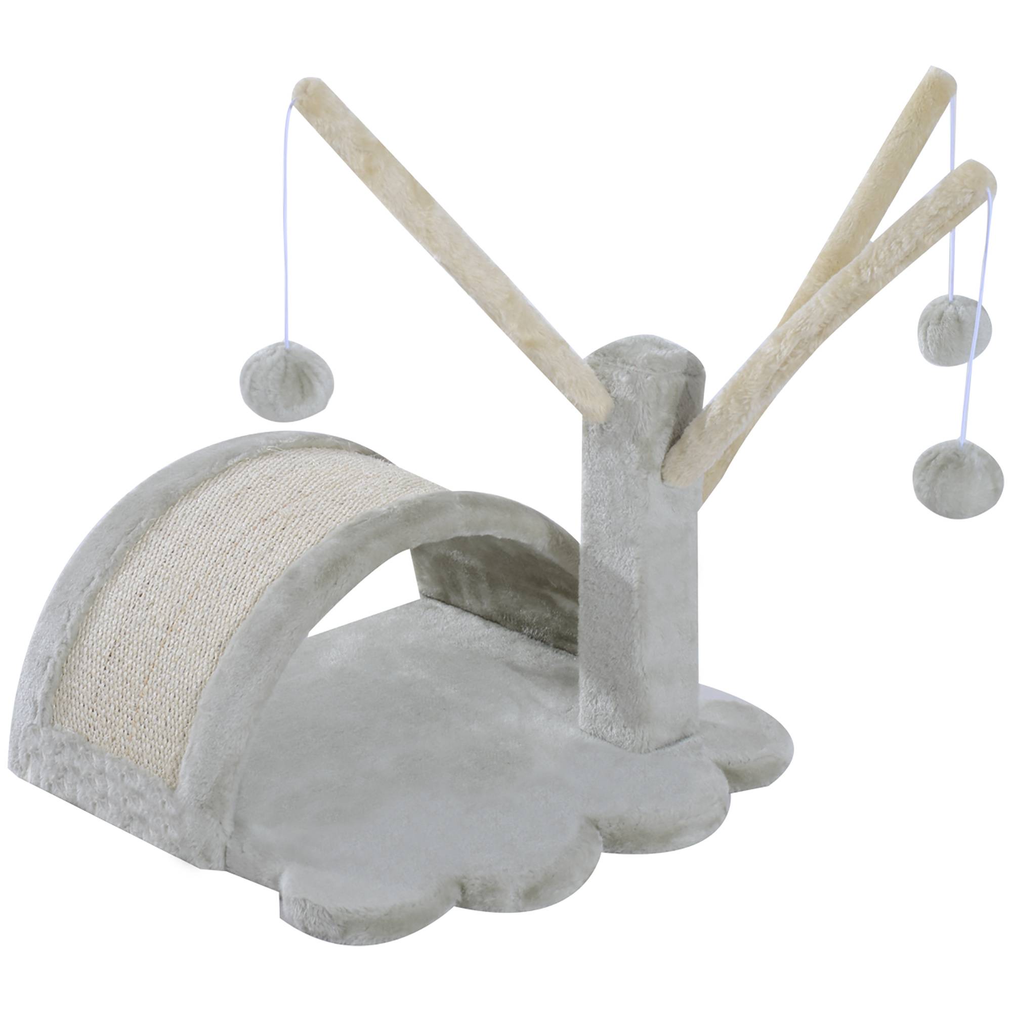 ComfortXL - Petit arbre à chat bois et peluche pour tous chats pont à griffer et jeu gris 40cm - ComfortXL Outdoor Living - Image 1