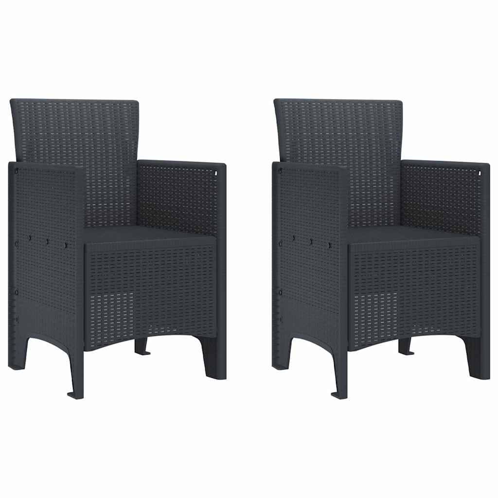 Lot De 2 Chaises De Jardin - Fauteuils De Jardin Anthracite 53 x 49 x 85 cm PP - Image 1