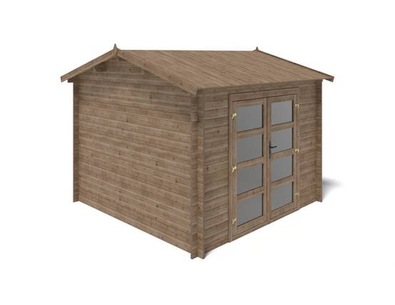 Altanka - Abri de jardin en bois - 9m2 - 3x3m - Traité - Ep. 28mm - Couleur: marron - DOM676 - ALTANKA - Image 7