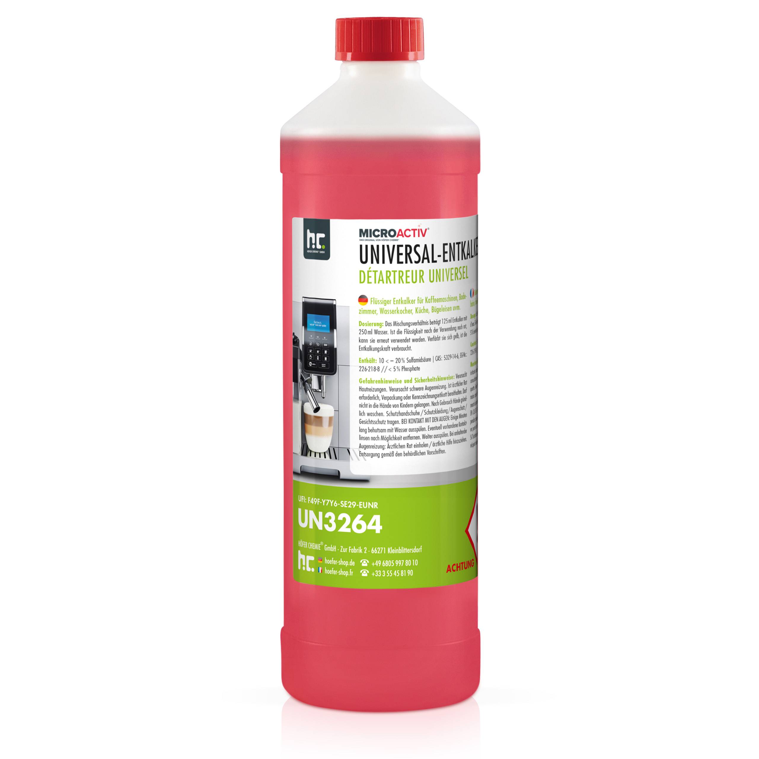 Détartrant universel Microactiv® avec indicateur de couleur en bouteille de 1 L x 1