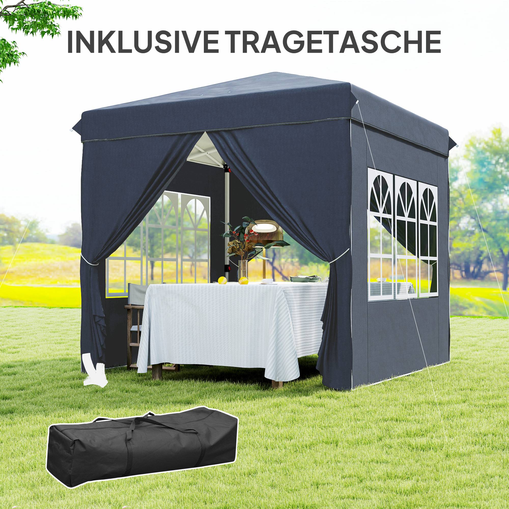 Tonnelle pliante pop-up en métal pour réception avec fenêtres réglable 248x248 cm bleu - ComfortXL Outdoor Living - Image 9