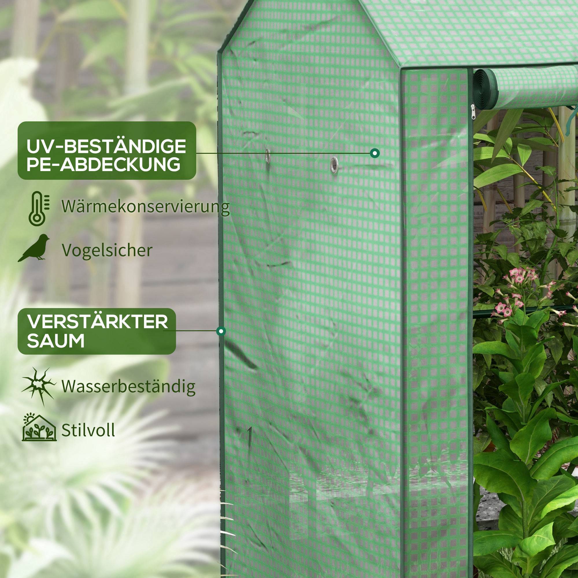 Serre de jardin acier et PE pour potager double espace culture 100x80x150cm vert - ComfortXL Outdoor Living - Image 7
