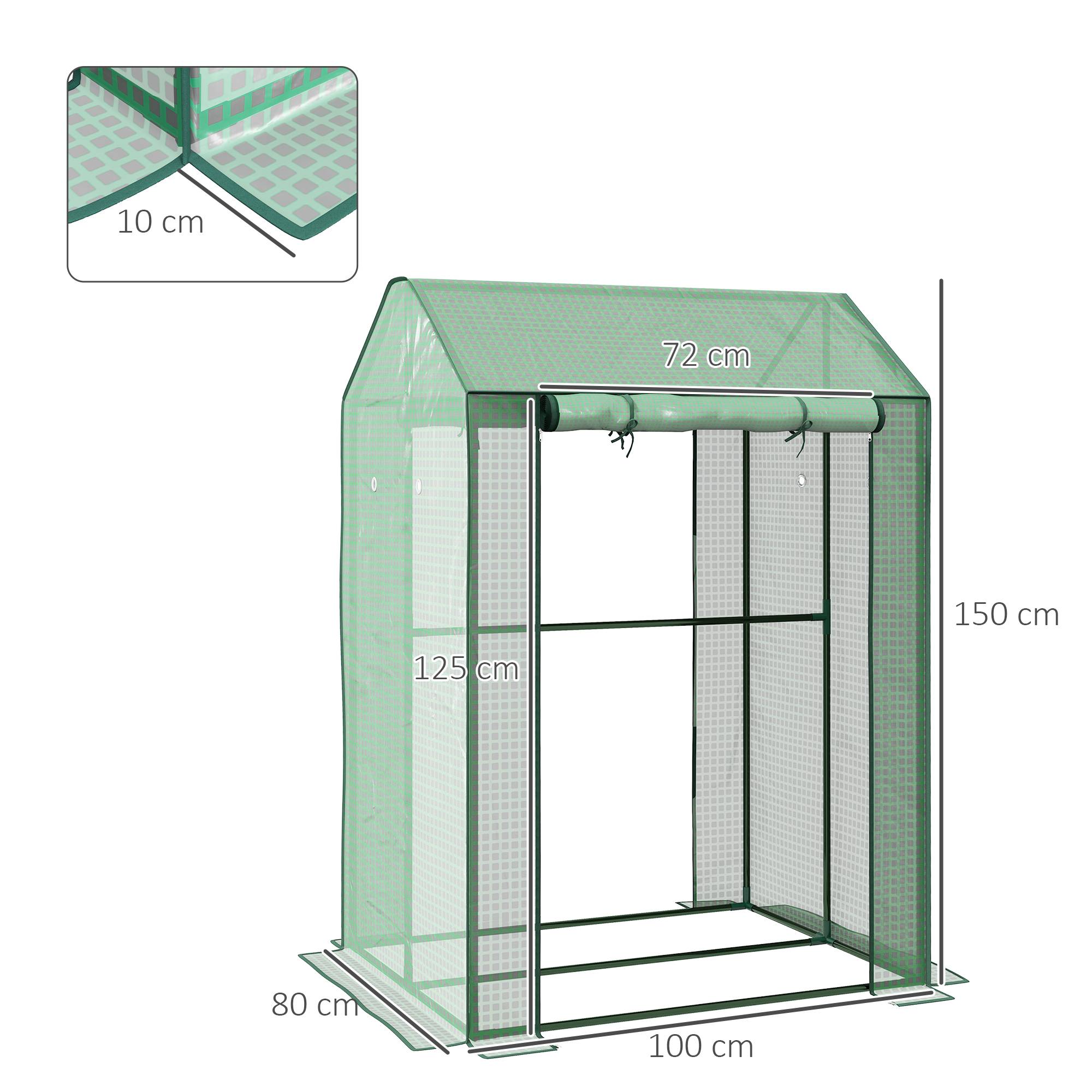 Serre de jardin acier et PE pour potager double espace culture 100x80x150cm vert - ComfortXL Outdoor Living - Image 5