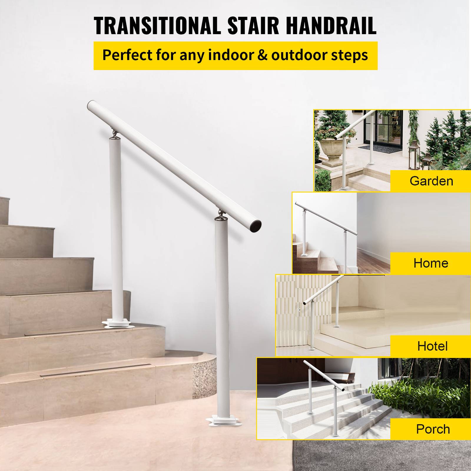 Vevor - VEVOR Kit main courante balustrade aluminium/fer blanc 121x91 cm pour escalier extérieur solide. - Image 2