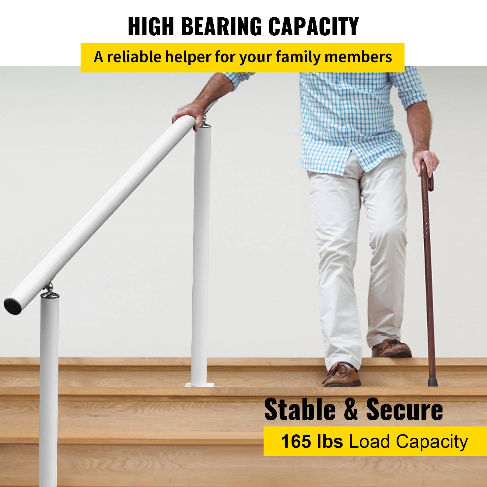 Rampe D'escalier VEVOR 91x91 Cm – Main Courante Alu/fer, Blanc, Angle Réglable – Solide Et Design
