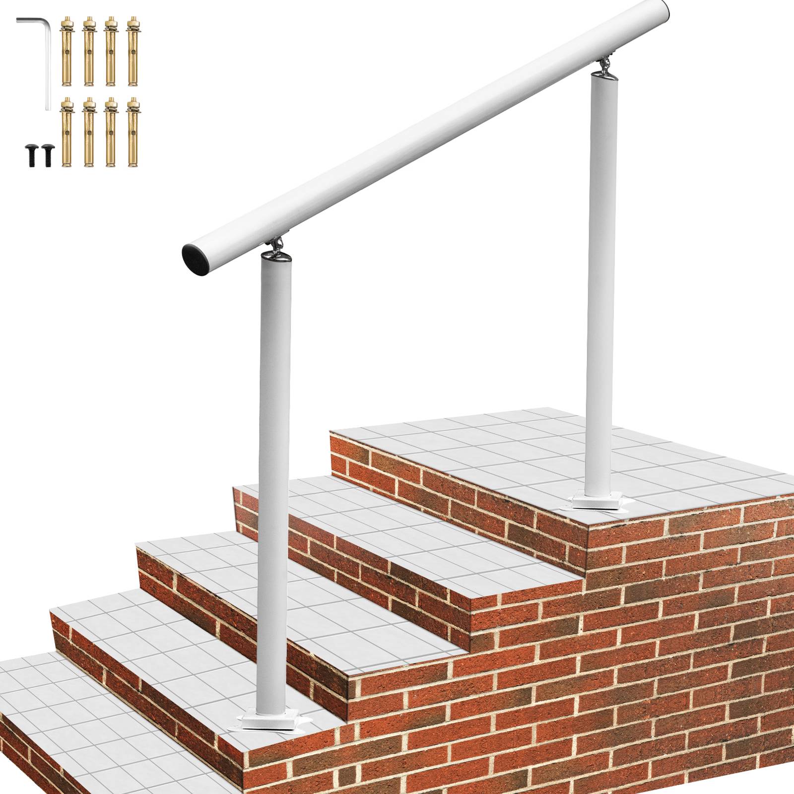 Vevor - VEVOR Kit main courante balustrade aluminium/fer blanc 121x91 cm pour escalier extérieur solide. - Image 1