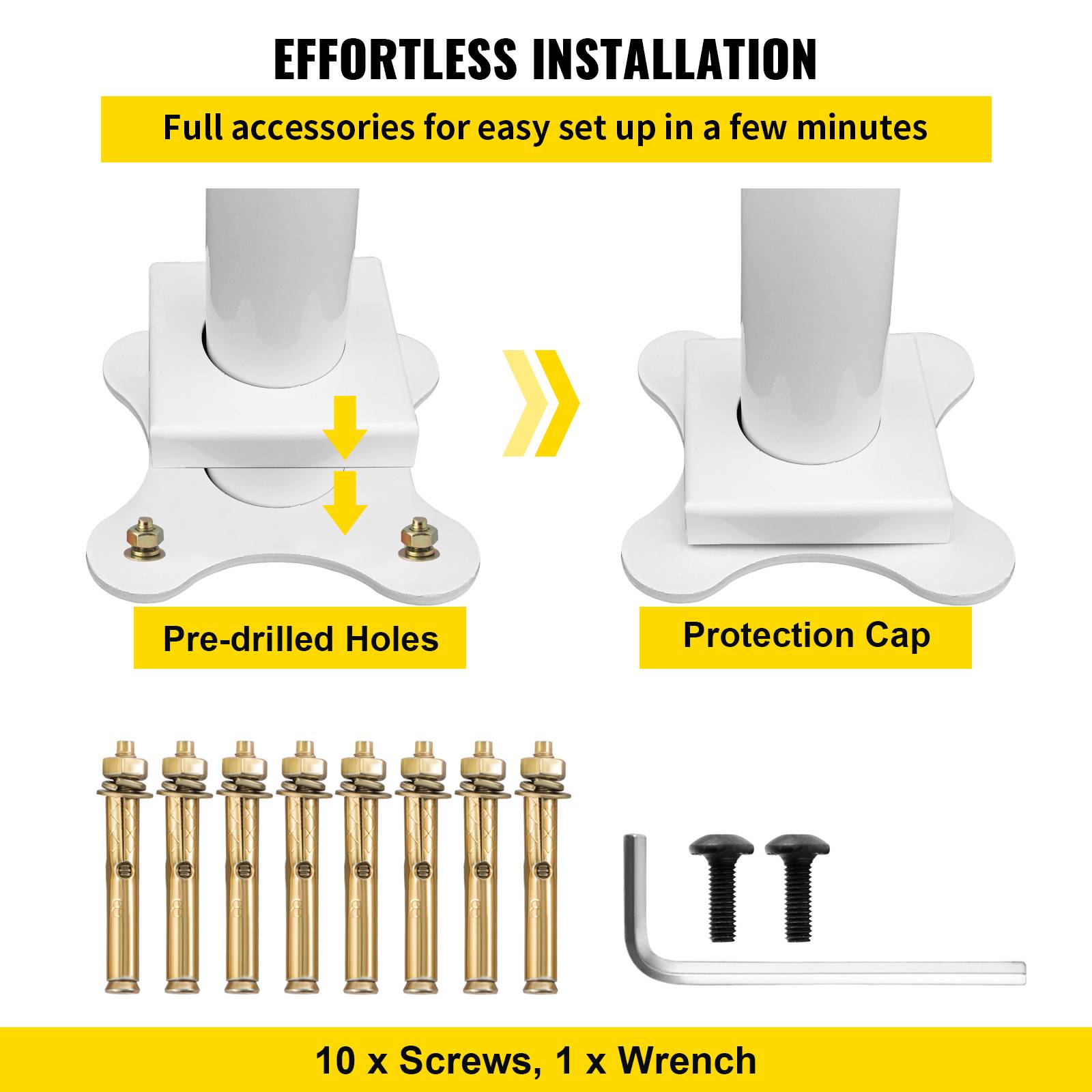 Vevor - VEVOR Kit main courante balustrade aluminium/fer blanc 121x91 cm pour escalier extérieur solide. - Image 6