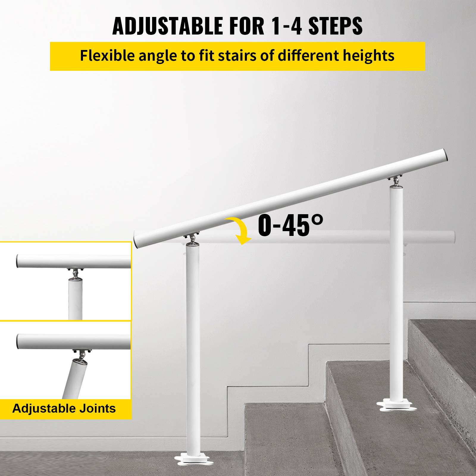 Vevor - VEVOR Kit main courante balustrade aluminium/fer blanc 121x91 cm pour escalier extérieur solide. - Image 3