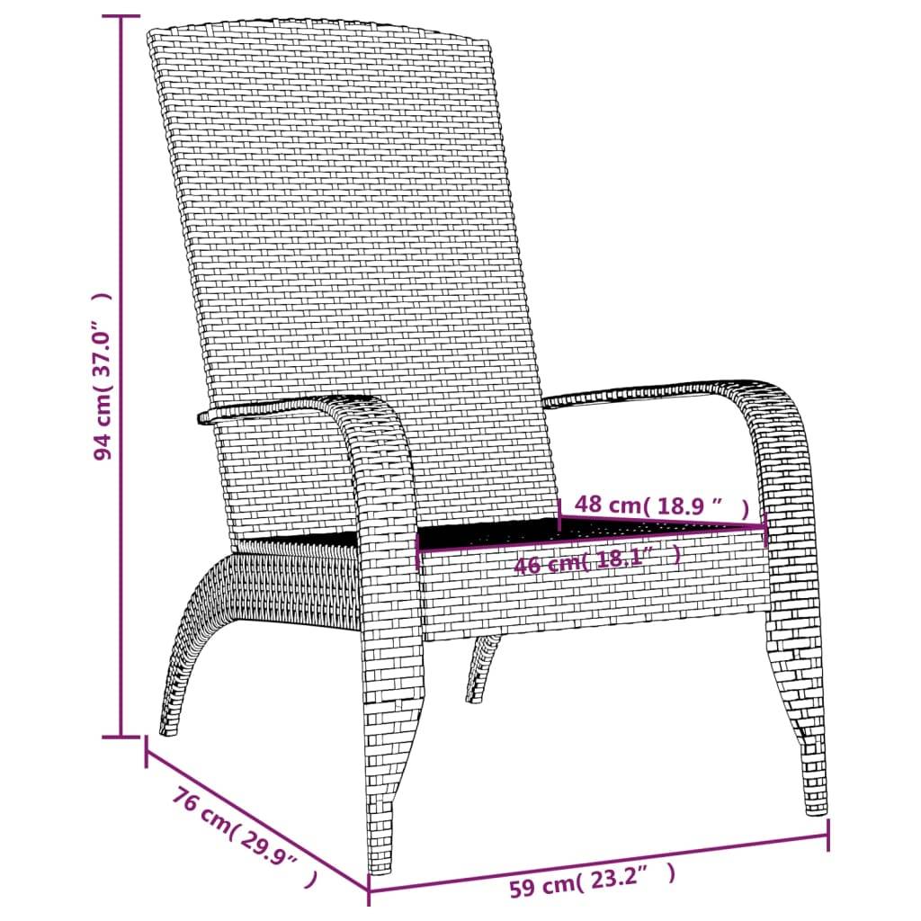 Maison Chic - Chaise de jardin - Chaise d'extérieur - Fauteuil de jardin Gris Résine tressée - Image 7