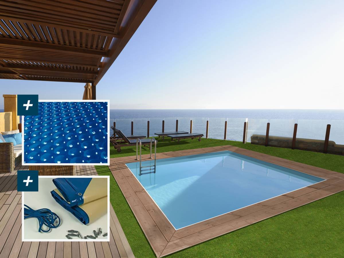 Piscine Bois Rectangle " Caimans 120 " - 4.10 X 3.00 X 1.24 M + Bâche à Bulles 180 µ - Bâche Hiver 280 G/m² -habitat Et Jardin - Image 2