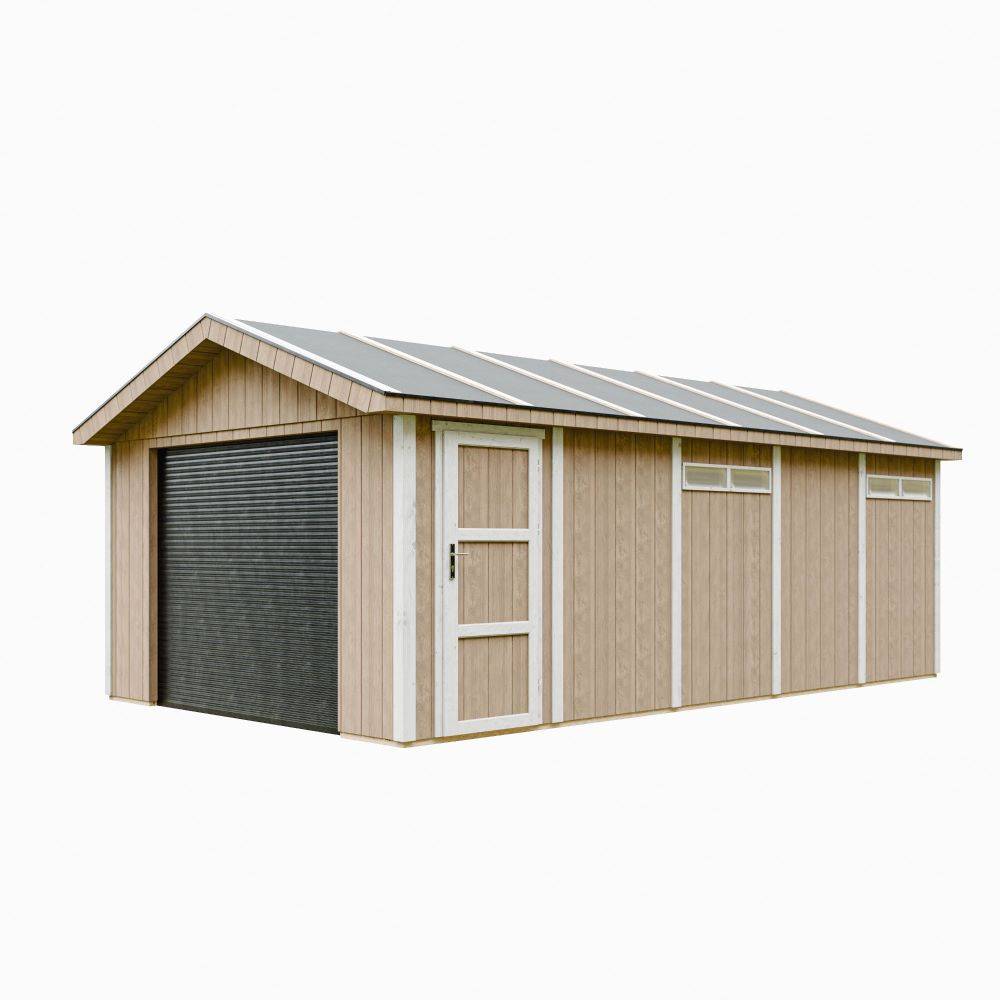 Timbela - Garage Qualité Premium 21 m²/ L378xl648 cm- garage pour auto, moto, vélos, machines de jardinage - Timbela M992B-TERRA BROWN - Image 1