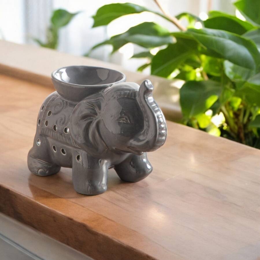 Brûle-Parfum Céramy Éléphant gris - Objet artisanal -Brûleur Fondant parfumé - Figurine Éléphant - 45 ml - H 13cm – Zen'Arôme - Image 10