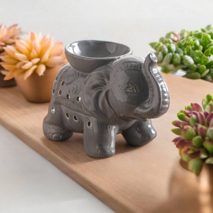 Brûle-Parfum Céramy Éléphant gris - Objet artisanal -Brûleur Fondant parfumé - Figurine Éléphant - 45 ml - H 13cm – Zen'Arôme - Image 8