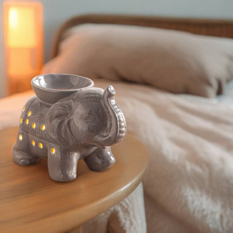 Brûle-Parfum Céramy Éléphant gris - Objet artisanal -Brûleur Fondant parfumé - Figurine Éléphant - 45 ml - H 13cm – Zen'Arôme - Image 2