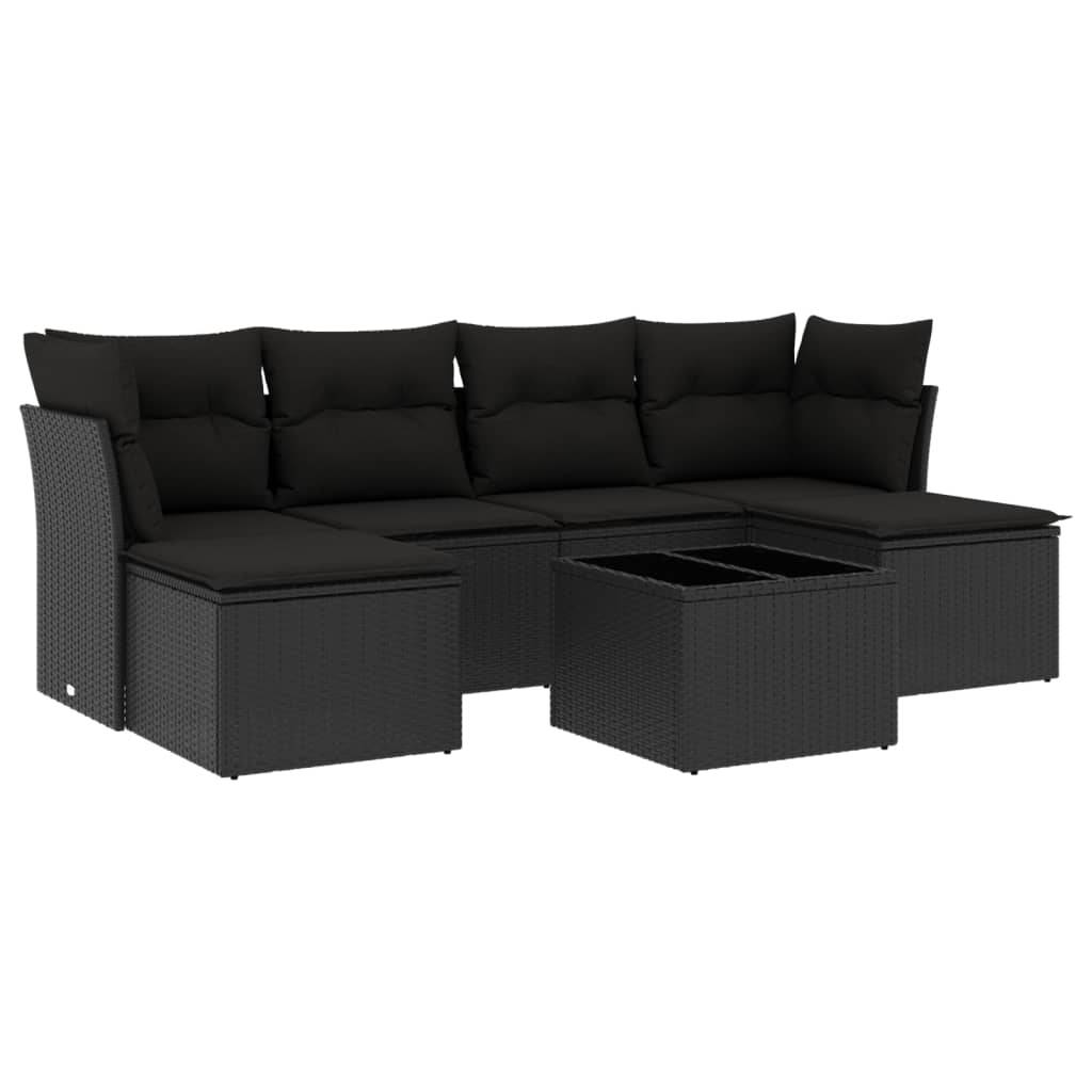 Salon de jardin bas 7 pièces en résine tressée modulable pour détente extérieure Tout Noir – ComfortXL Outdoor Living - Image 2