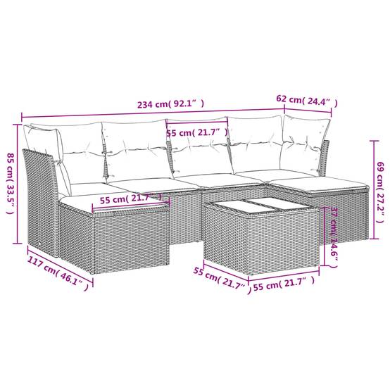 Salon de jardin bas 7 pièces en résine tressée modulable pour détente extérieure Tout Noir – ComfortXL Outdoor Living - Image 3
