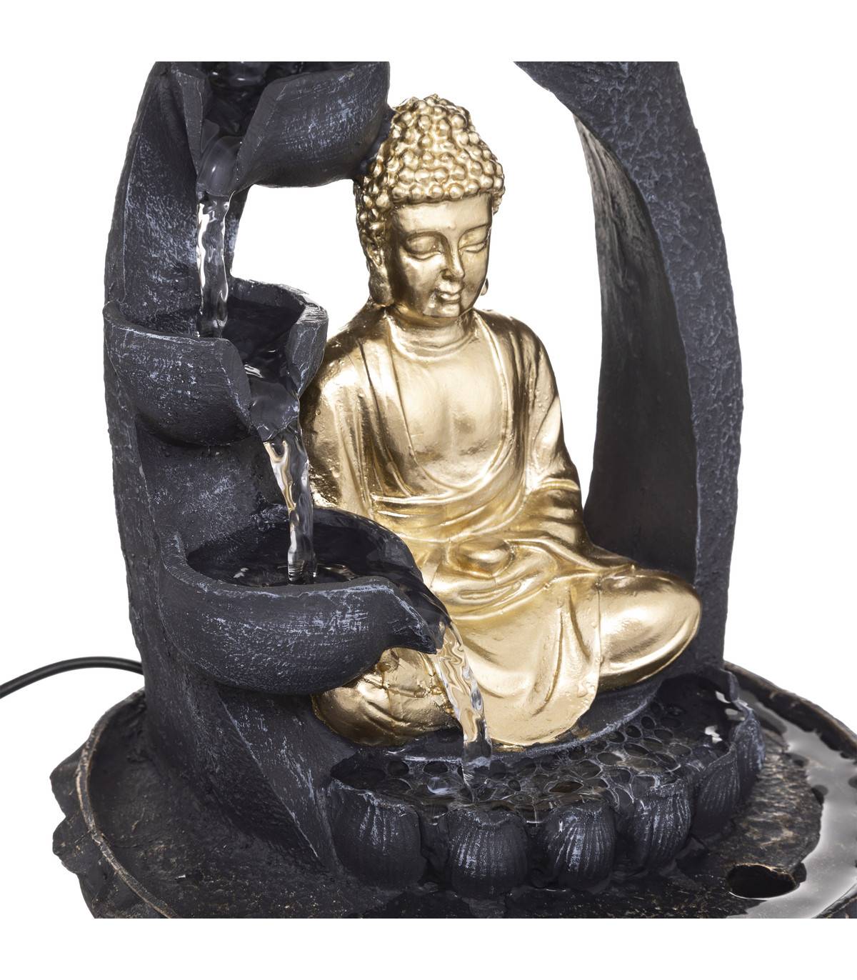 Fontaine à eau Bouddha en résine Dorée  D 20 x H 27 cm - Image 3