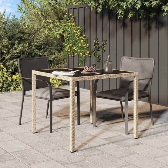 Maison Chic - Table De Jardin - Table Extérieure Beige 90 x 90 x 75 cm Poly rotin - Image 2