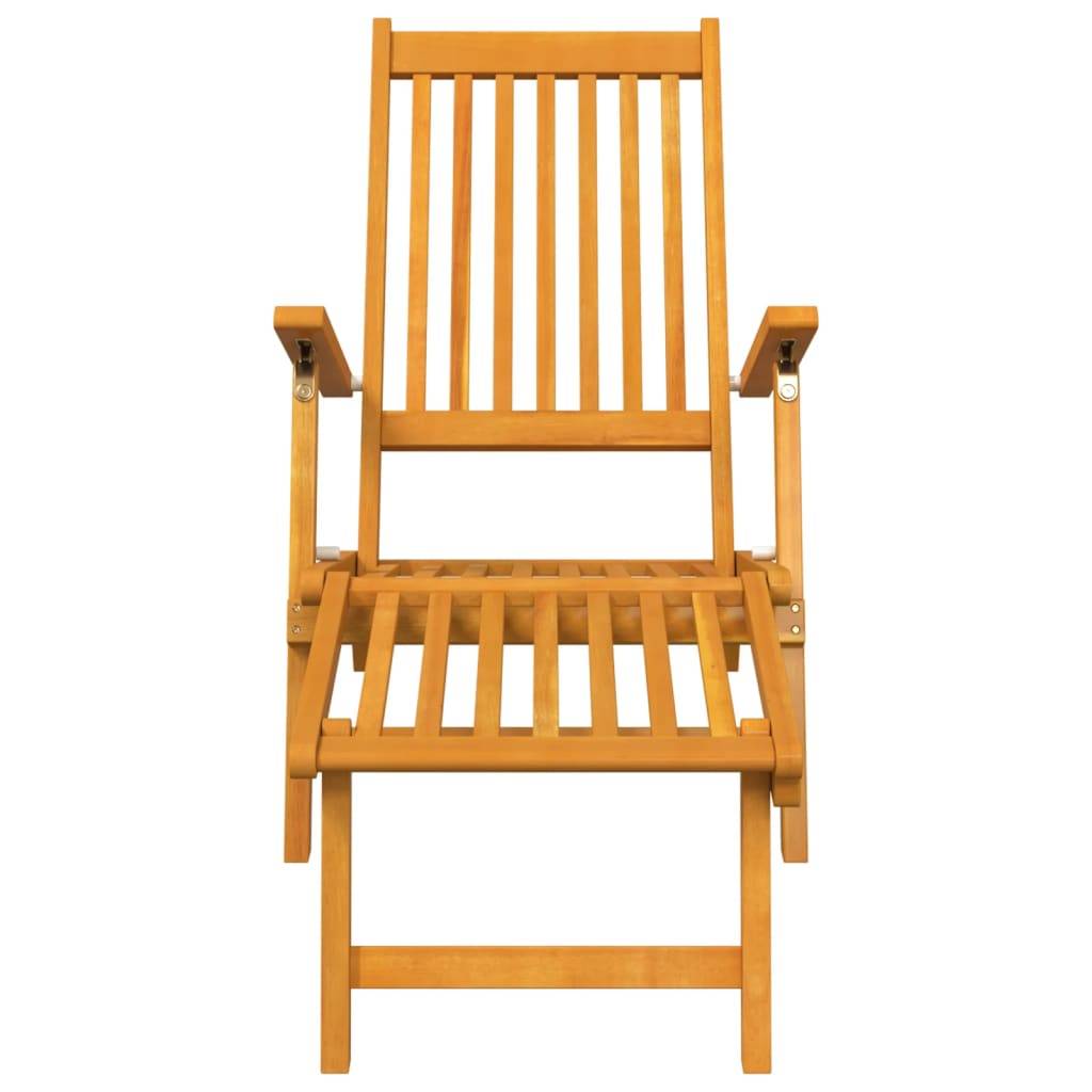 Helloshop26 - Lot de deux chaise longue transat d'extérieur avec repose-pieds acacia solide - Image 3