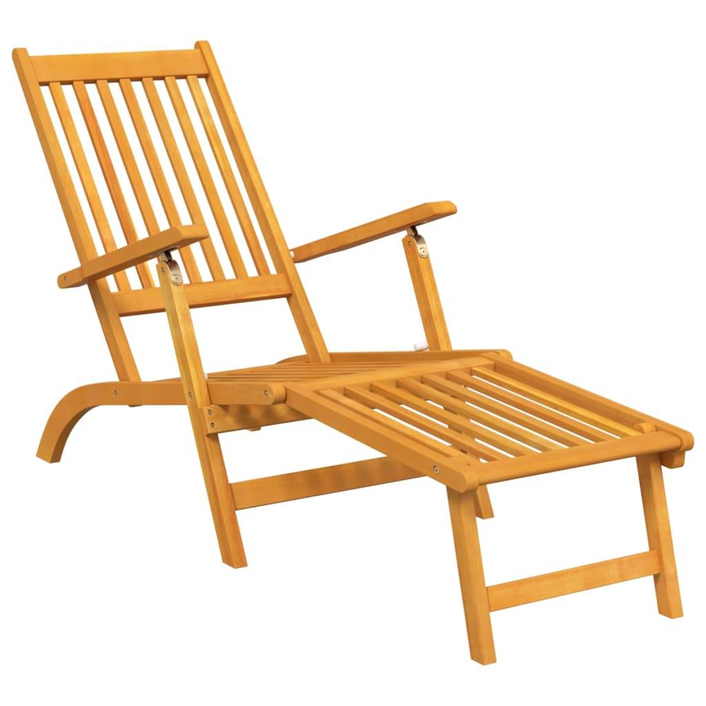 Helloshop26 - Lot de deux chaise longue transat d'extérieur avec repose-pieds acacia solide - Image 2