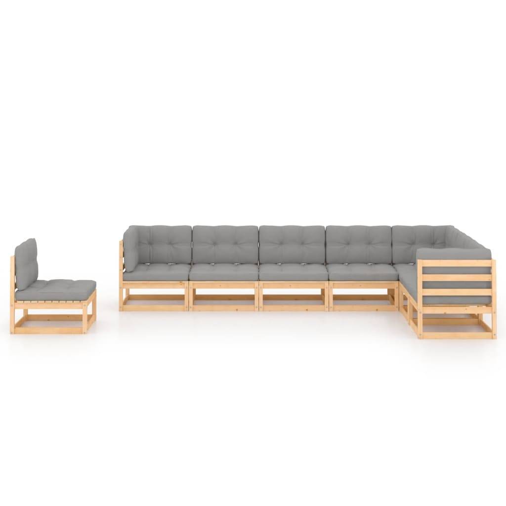 Helloshop26 - Salon de jardin meuble d'extérieur ensemble de mobilier 8 pièces avec coussins bois de pin massif - Image 1