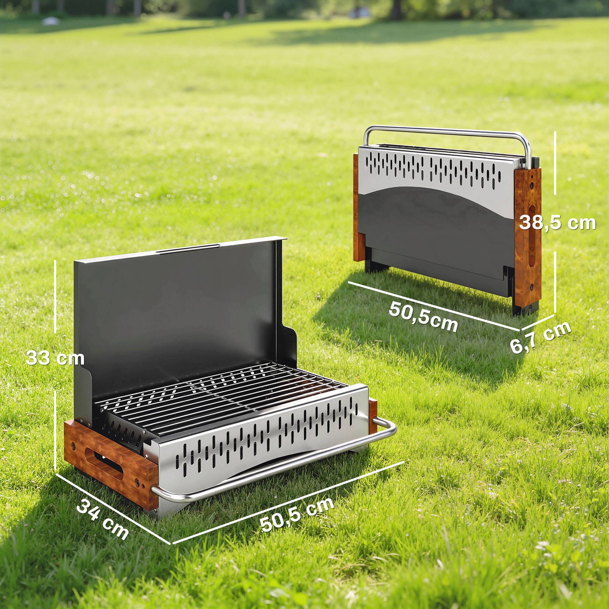 Sans Marque - Barbecue pliable au charbon de bois, portable, 50,5 x 34 x 33 cm, avec bac à charbon amovible, idéal pour le camping et les pique-niques, noir. - Image 5